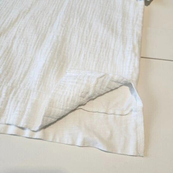 La Miel Women's Relaxed Fit Gauze Tee White V Neck 100% Cotton One size - Picture 6 of 9